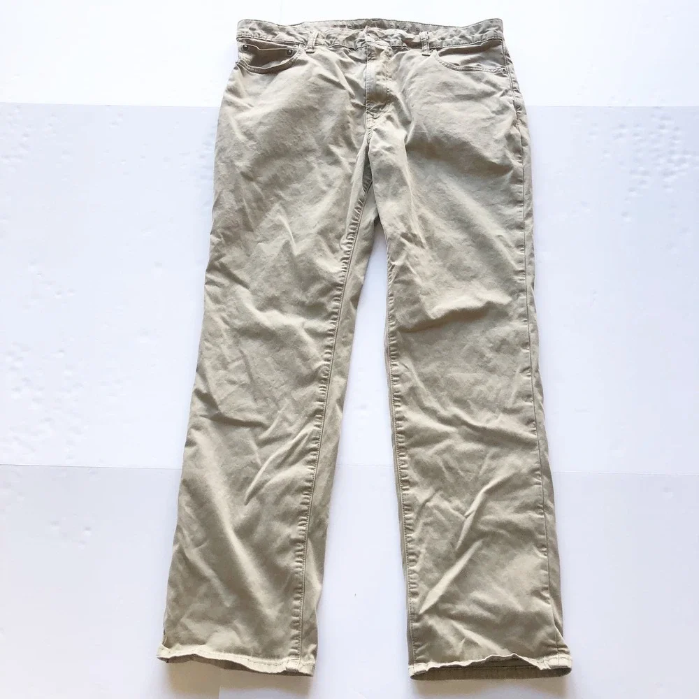 American Eagle Pants Mens 36x32 Flex Original Straight Khaki Tan Chino Jeans